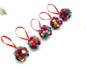 10 pcs | Felt ball Hanging Ornaments | Multicolor Ball Hangings Ornament for Christmas