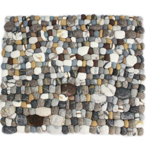 Felt Stone Rug Wool Stone Rug Pebble Rug Felted Pebble Etsy