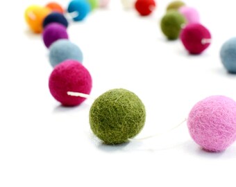 Felt Ball Garland| Handmade Pom Pom Garlands| Felt Home and Party Decorations| Wool Ball Garland| Banner| 200 CM