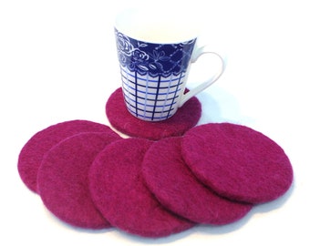 Round Plain Coaster / Handmade Felted Coaster / Wool Coaster / 10 CM / Felt Coasters / Coaster Set / Drink Coaster / Modern Cup Coasters