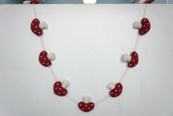 Wool Felted Mushroom Garland Choose Size 100 Cm To 500 Cm Etsy