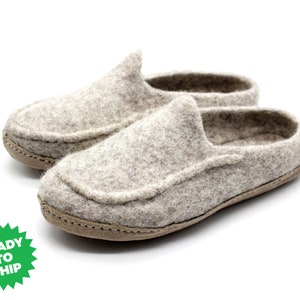 Felt Moccasin Shoes | Gray Handmade Slippers | Wool Felted Indoor Shoes | Adult Slippers | Ready To Ship