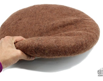 35 CM Brown Seat Pad| Wool Felted Thick Chair Cushion: Cozy and Comfortable for Everyday Use| Handmade Felt Chair Pad| Round