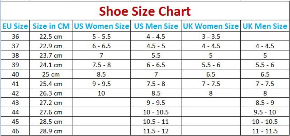 size 36 eu to us shoes
