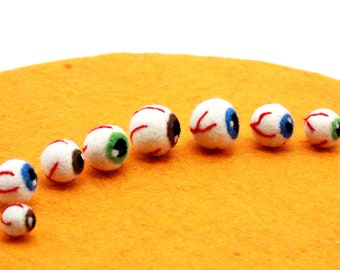 10 pcs Monster Eyeballs - Felt Halloween Eyeballs - Halloween Felt Shapes - Spooky Eyeballs -Halloween Craft -Handmade Wool Felted Eyeballs