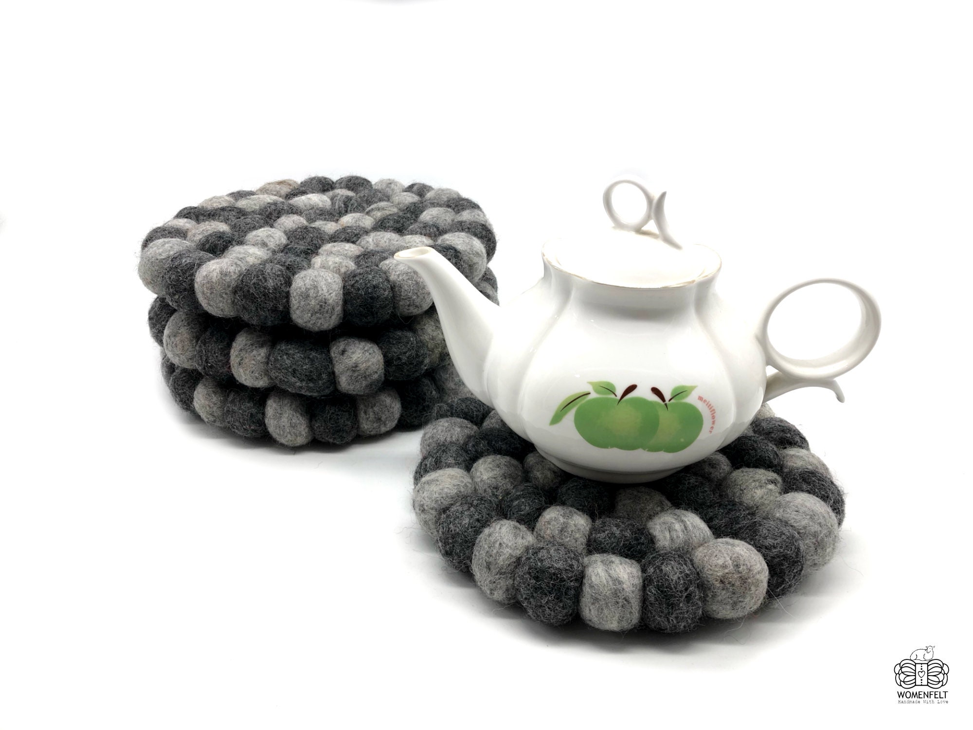 Felt Wool Balls Trivet Handmade Pom Pom Trivet Wool Felted Etsy UK