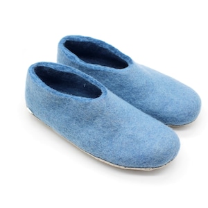 Blue| Wool Felted Shoes for Indoor| Warm and Comfortable Adult Unisex Footwear| Comfortable Indoor Shoe