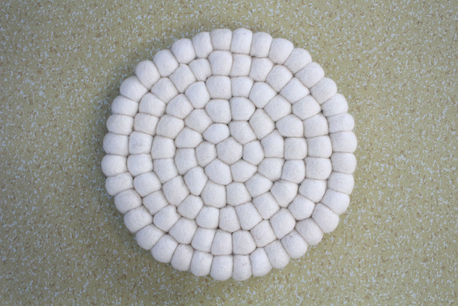 White Felt Ball Trivet Round Handmade Trivet Wool Balls Etsy