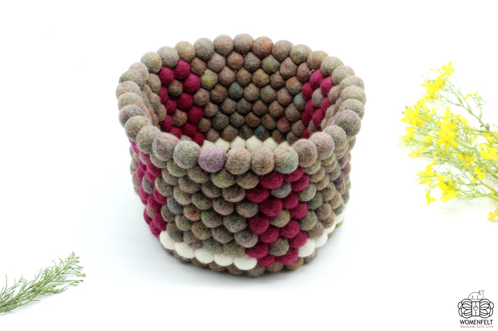 Felted Handmade Storage Basket Felt Ball Basket Storage Etsy