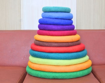 Colorful Wool Round Chair Pads- Handmade Seat Pads for Cozy Comfort and Chair Decoration- Seat Cushion For Comfortable Seating- 9-17 inches