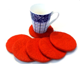 Felt Round Coaster 10 CM - Set Of 6  - Felt Drink Coaster -100 % Merino Wool Felted Eco Friendly Coaster - Wool Round Coaster - Handmade