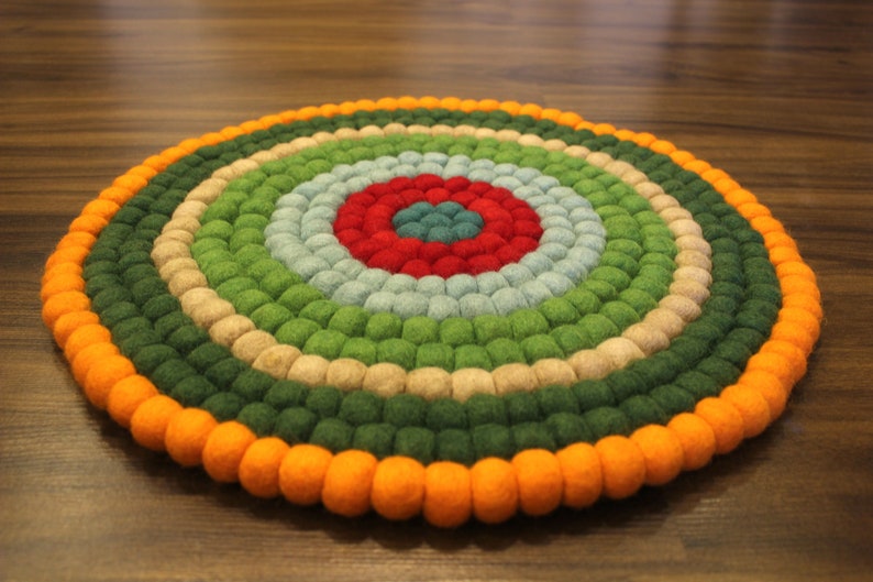 Wool Felt Ball Rug 40300cmround Felt Ball Rugfelt Etsy