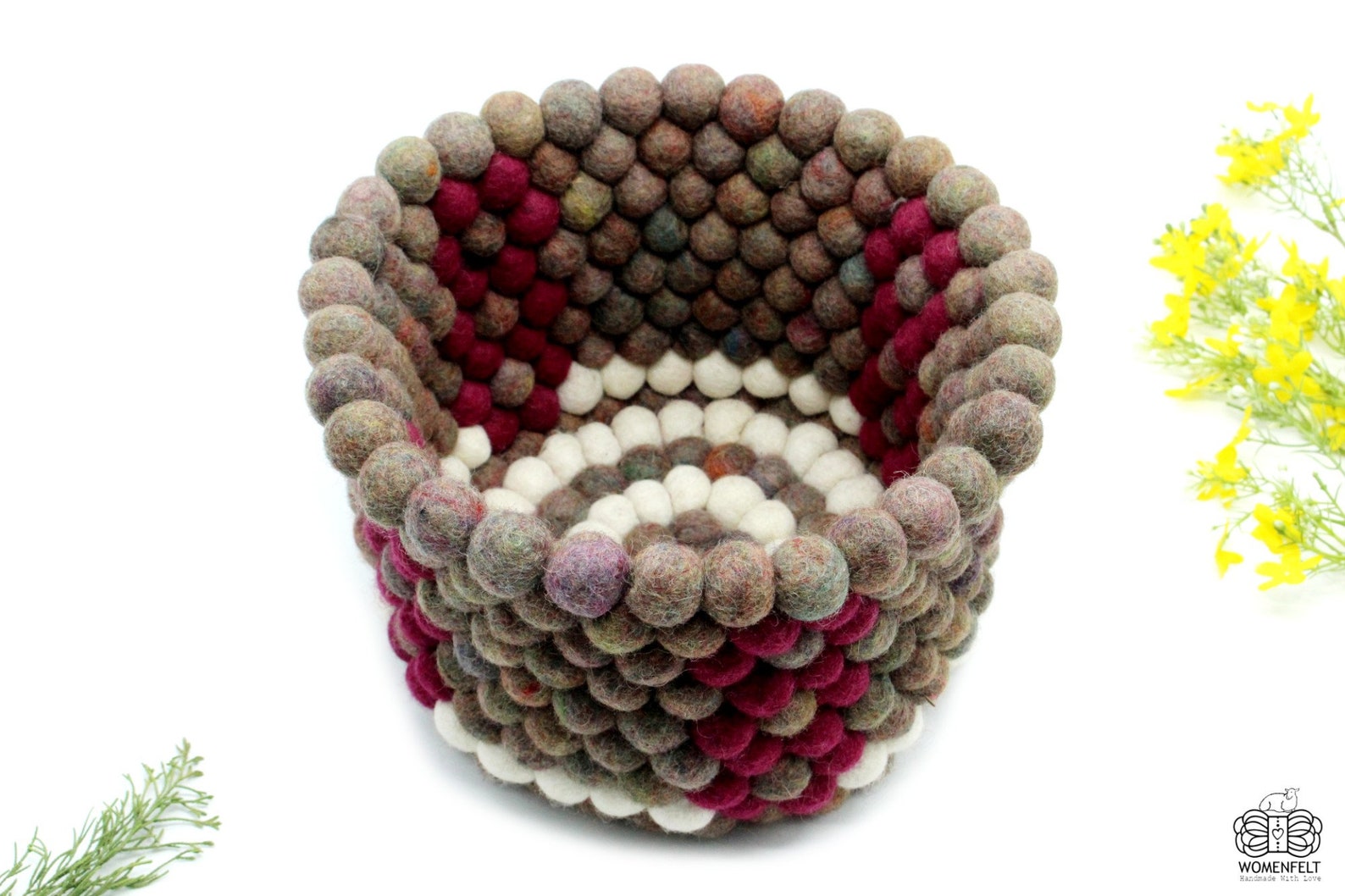 Felted Handmade Storage Basket Felt Ball Basket Storage Etsy