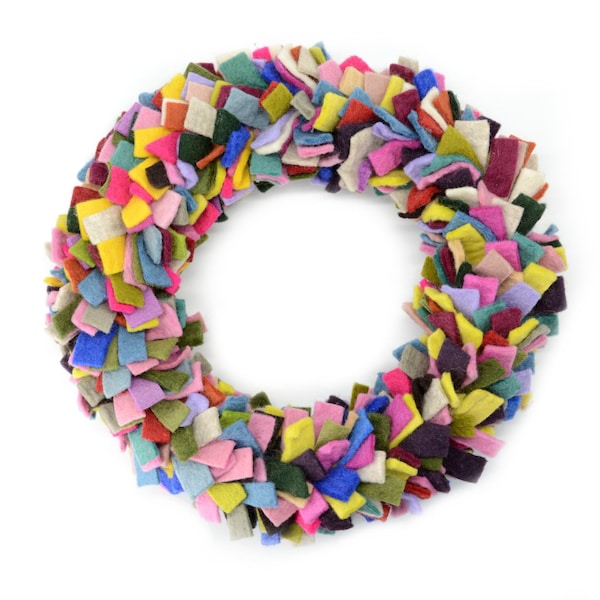 Wool Felt Door Wreath | Felt Ruffle Wreath | Handmade Wreath for Home Decoration | Round Wreaths