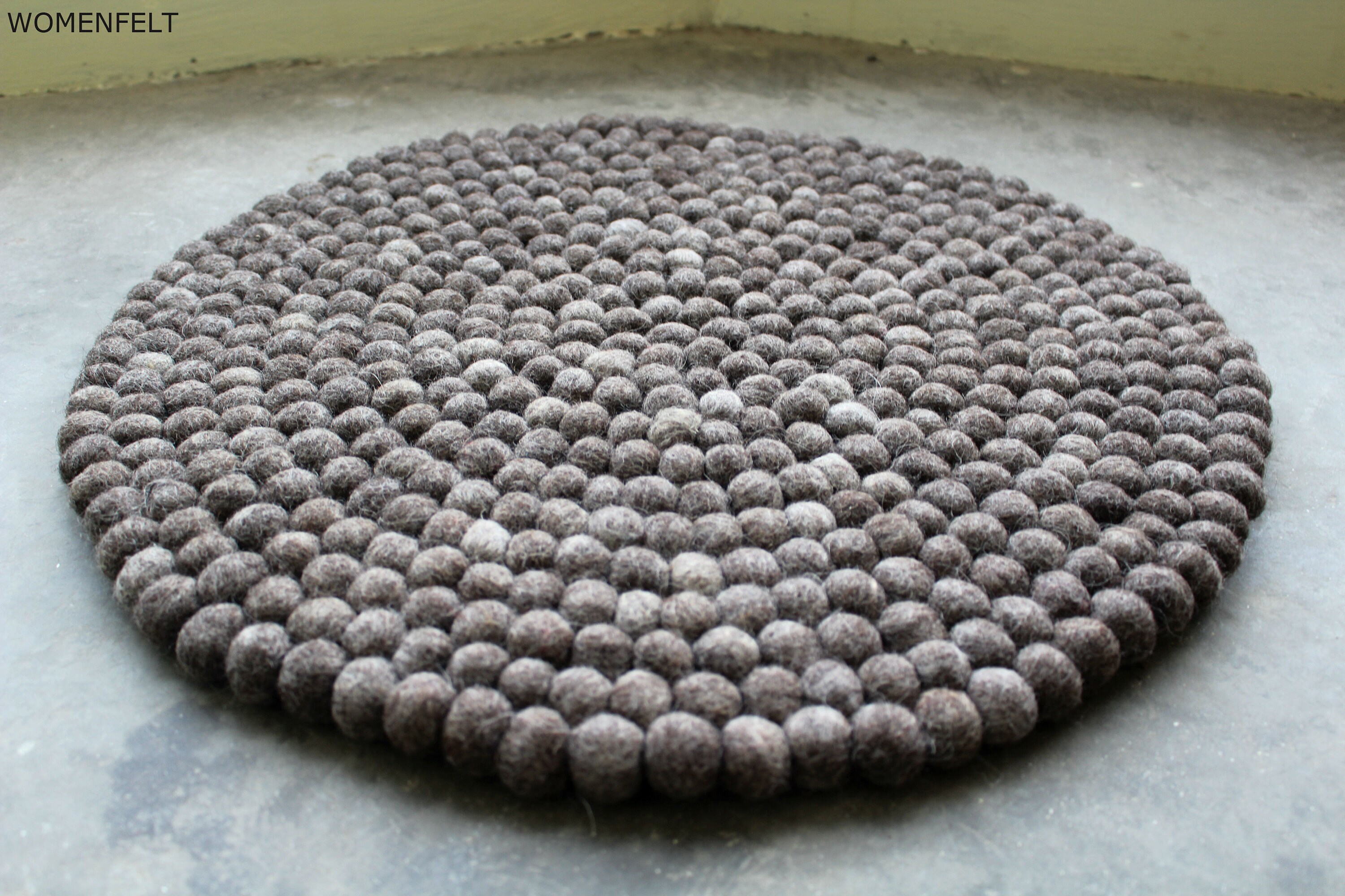 Felted wool rug 40300 cmFelt Ball RugGray with round shape Etsy