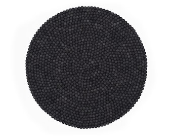 Handmade Felt Ball Rug (Charcoal Gray)| Eco-friendly Living room, Children's Nursery Rug| Soft, Durable Wool Carpet for Home and Office!