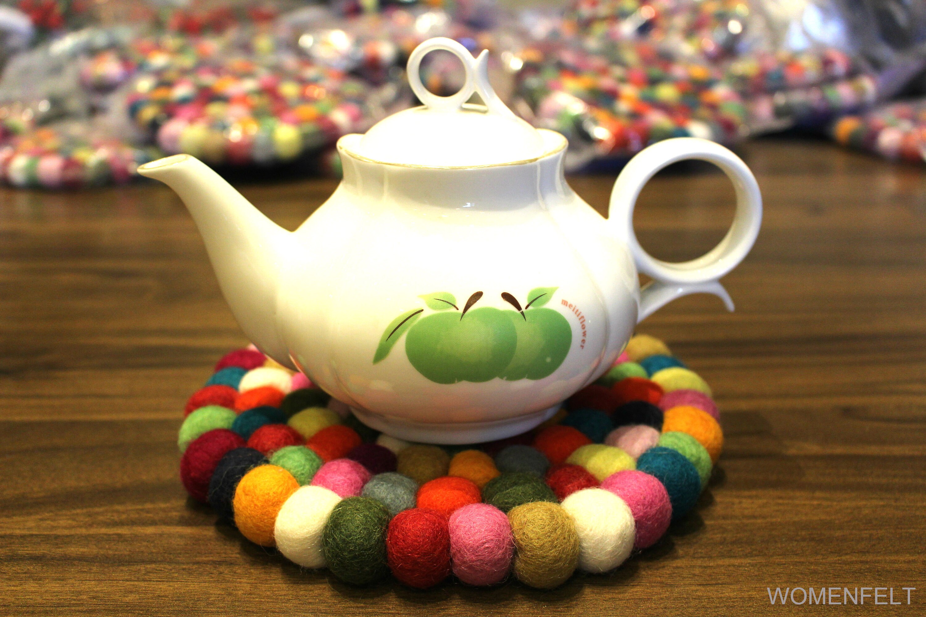 Wool Felt Potholder Felt Ball Trivet Wool Pom Pom Round Etsy UK