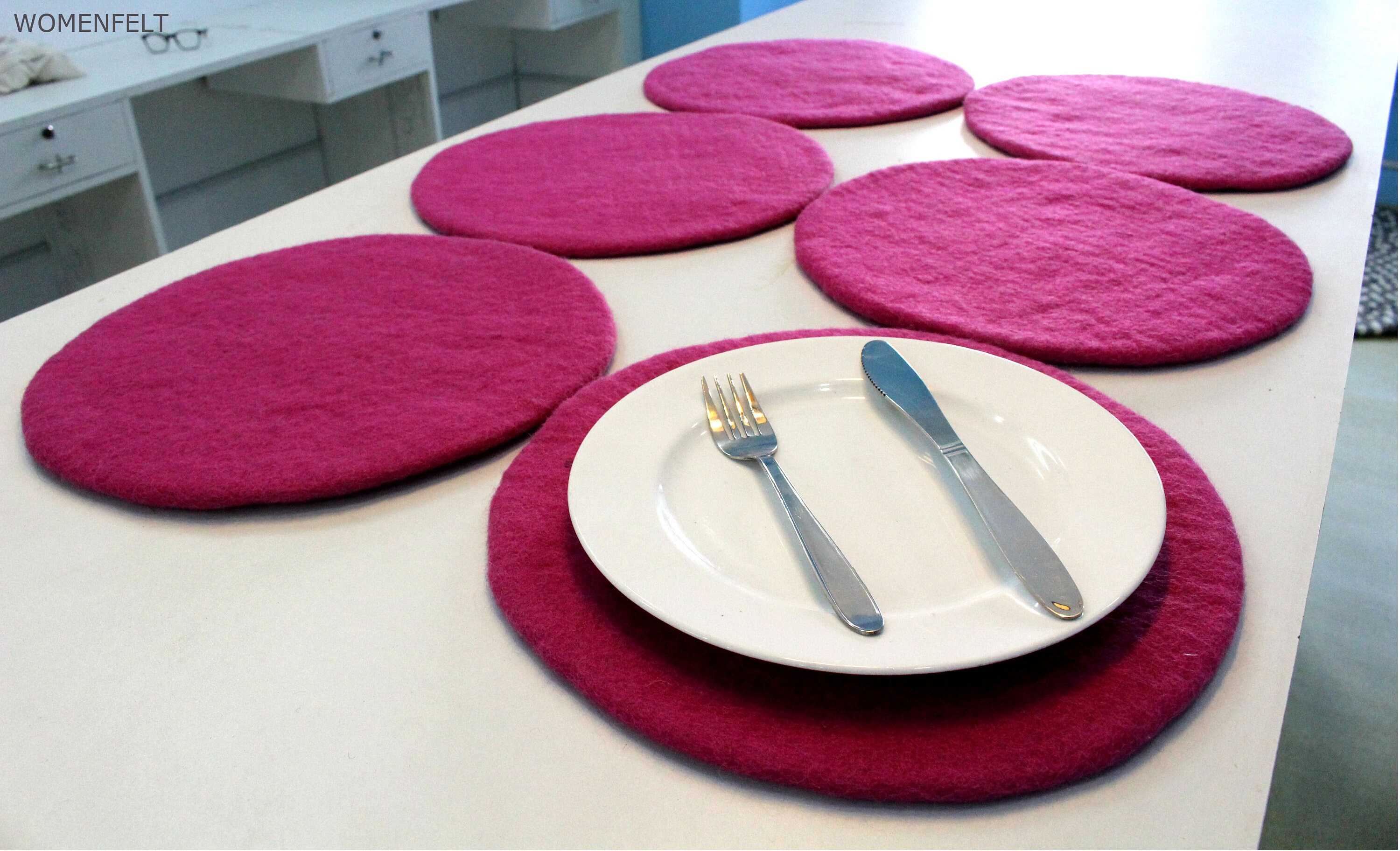 33 CM Pink Round Table . Gift placemat. kitchen decor Etsy