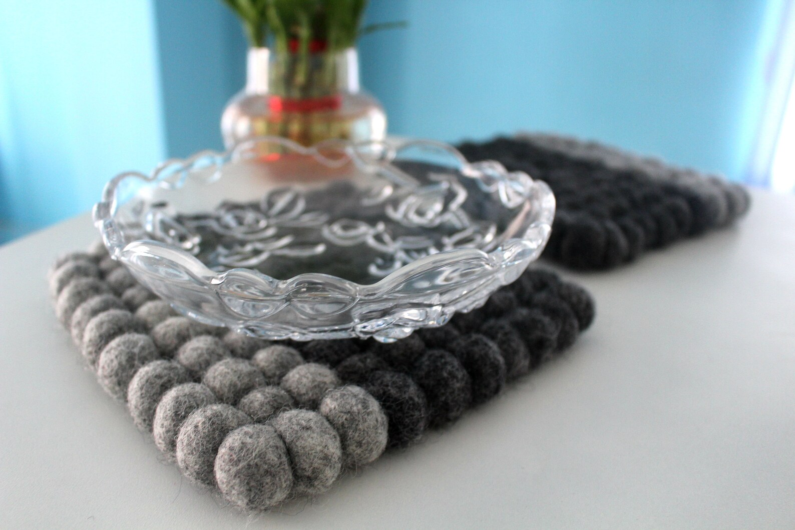 Felt Ball Trivet / Square Trivet / Handcrafted Wool Trivet / Etsy