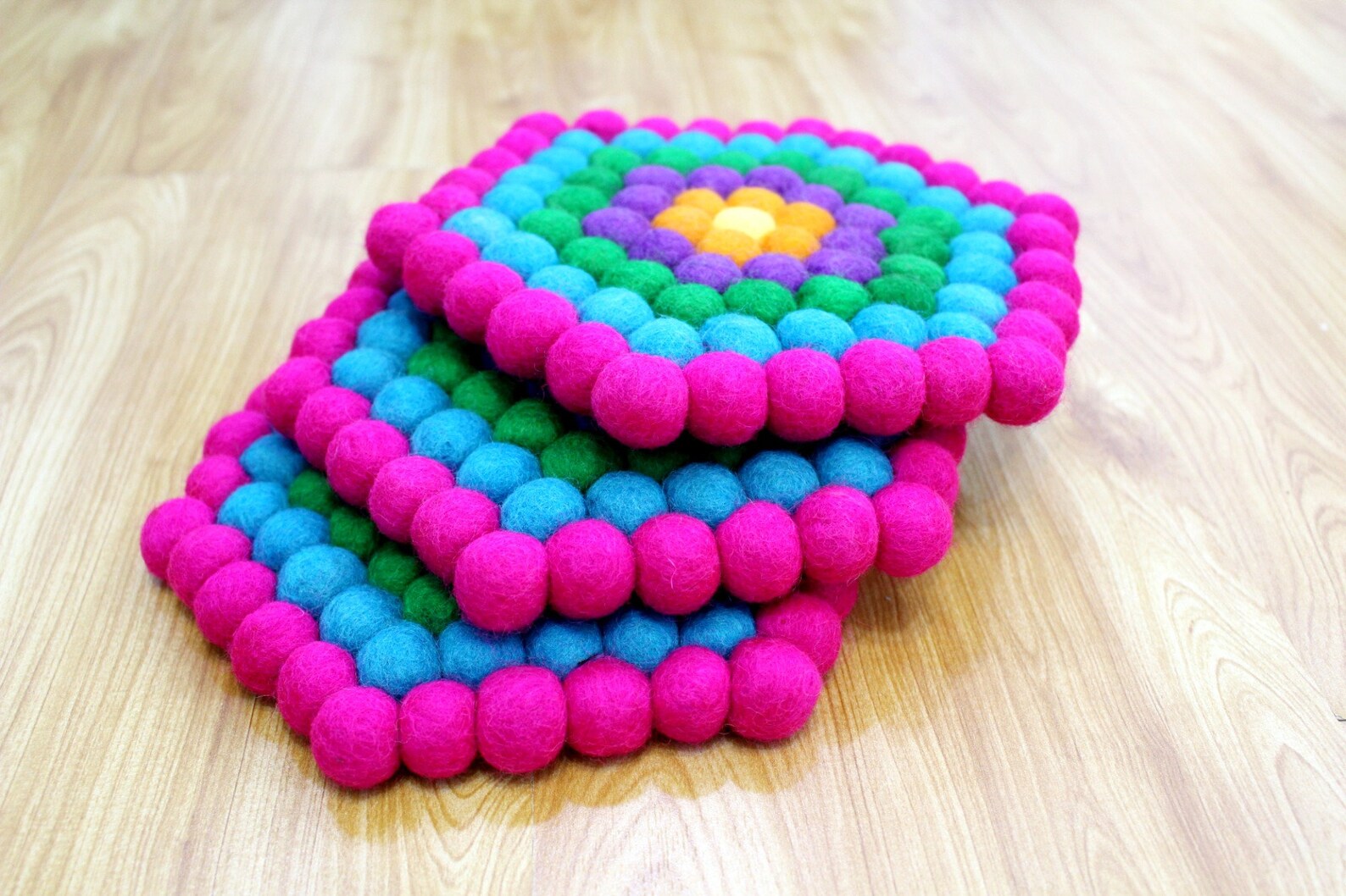 Set of 3 20 CM Felt Hexagon Trivet Multicolor Trivet Home Etsy