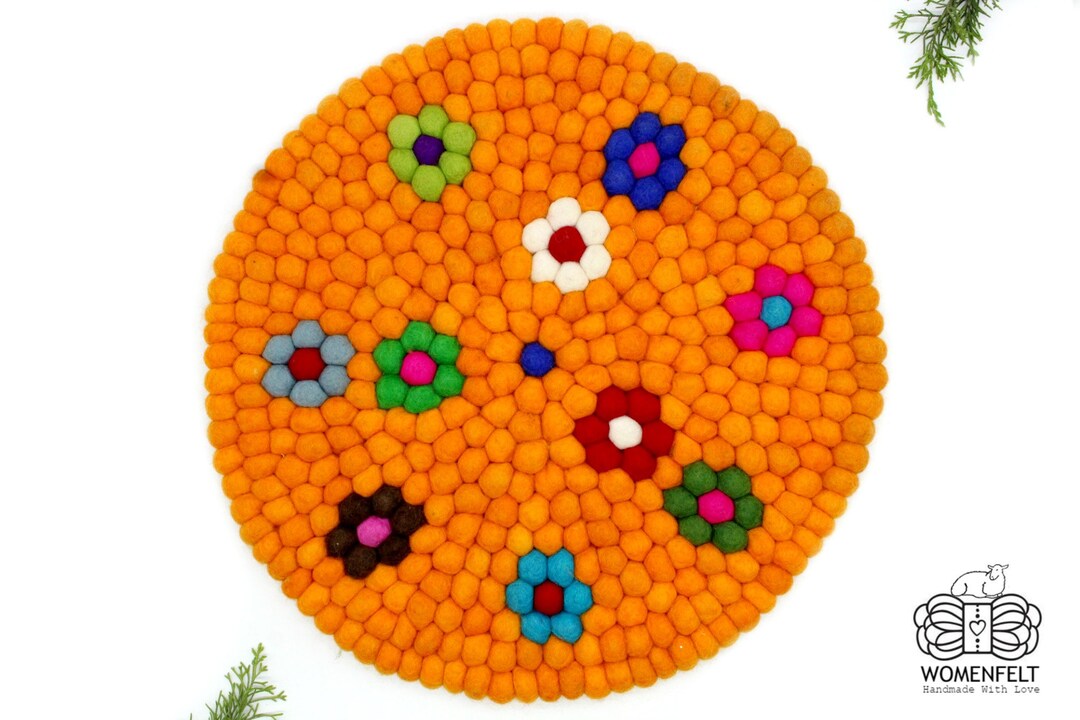 Wool Ball Seat Pad Handmade Round Chair Pad Felt Ball Etsy