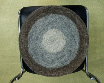 42 CM Wool Felted Round Chair Mat| Handmade three Layered Seat Pad| Warm and Cozy Felted Chair Pad| Woolen Chair Pad