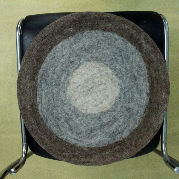 Tapis pour chaise rond en laine feutrée 42 CM | Coussin de siège fait main à trois couches | Coussin de chaise en feutre chaud et confortable | Coussin de chaise en laine