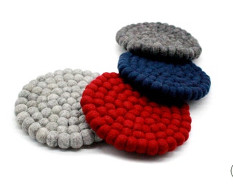 Wool Felt Ball Trivet Sets - Handcrafted Wool Potholder for Housewarming Gifts - Kitchen Decoration -Felt Ball Pot Trivet