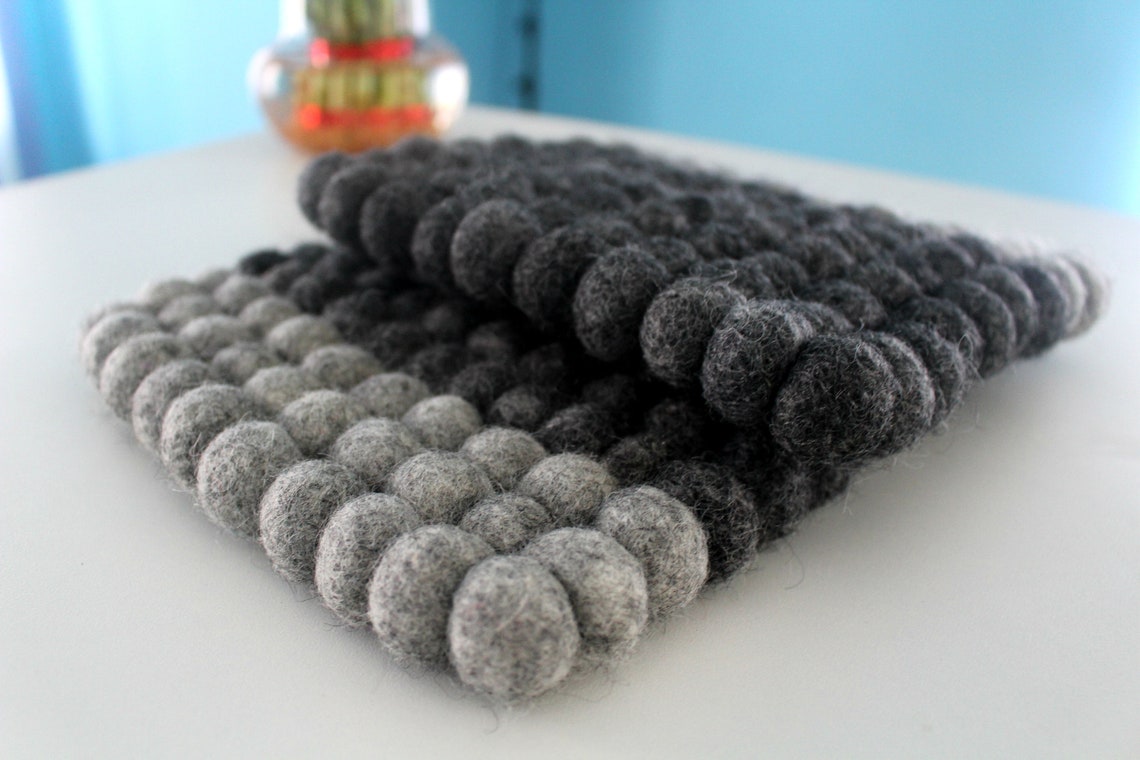 Felt Ball Trivet / Square Trivet / Handcrafted Wool Trivet / Etsy