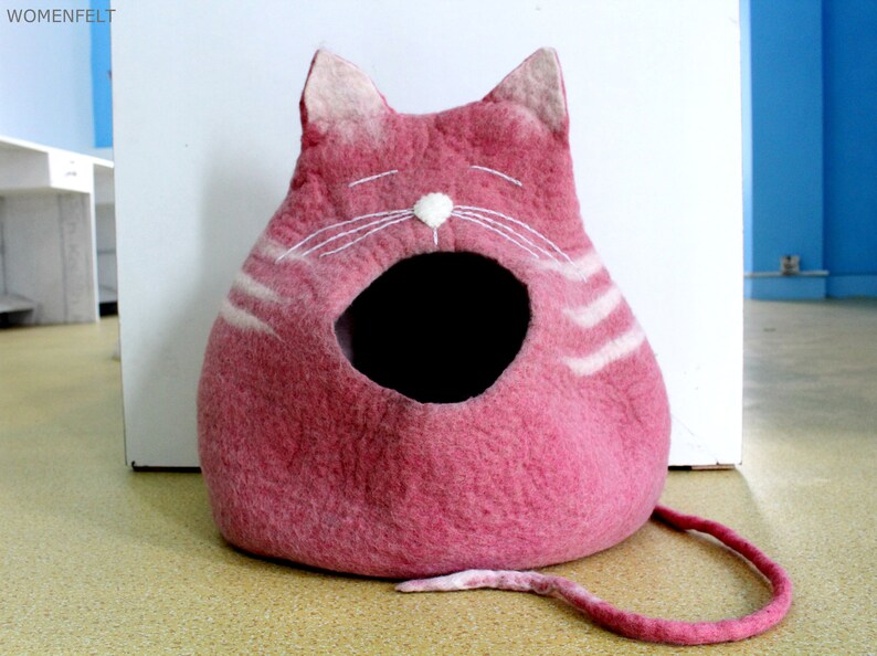 Cozy Cat cave pink Cat HouseCat bed Etsy