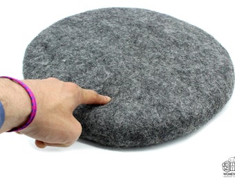 35 CM Dark Gray Seat Cushion - Handmade Chair Pad - Wool Chair Mat - Felted Seat Pad - Wool Thick Cushion