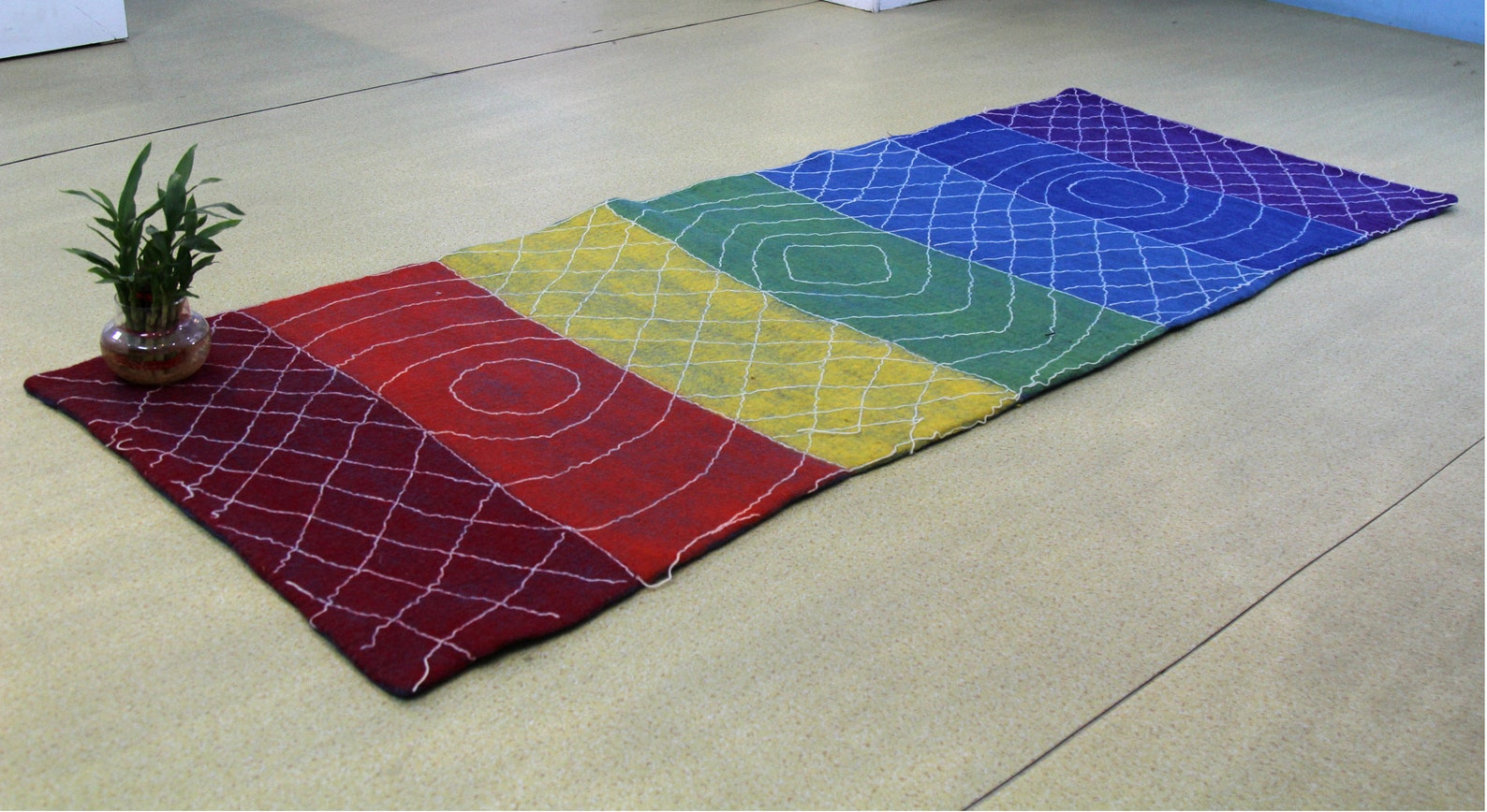 183 X 73 CM Felted meditation mat Chakra Yoga MatDesigning Etsy