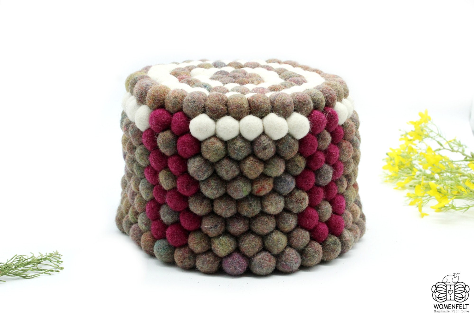 Felted Handmade Storage Basket Felt Ball Basket Storage Etsy