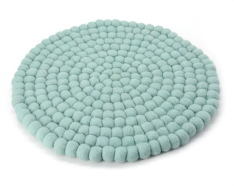 40 CM Felt Ball Chair Pad | Mint Blue Handmade Seat Pad | Round Woolen Chair Mat, Comfortable and Stylish Seating