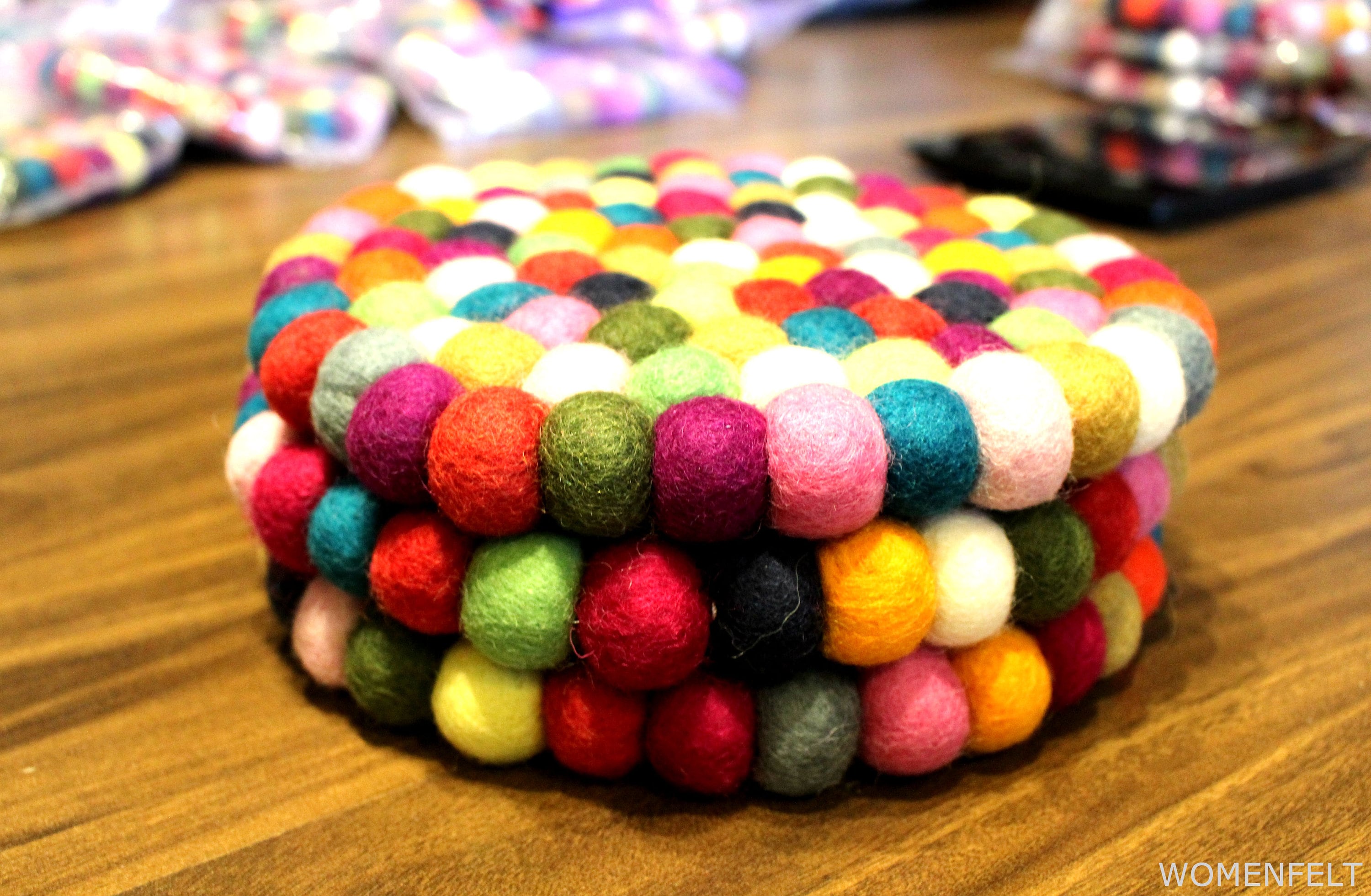 Wool Felt Potholder Felt Ball Trivet Wool Pom Pom Round Etsy UK