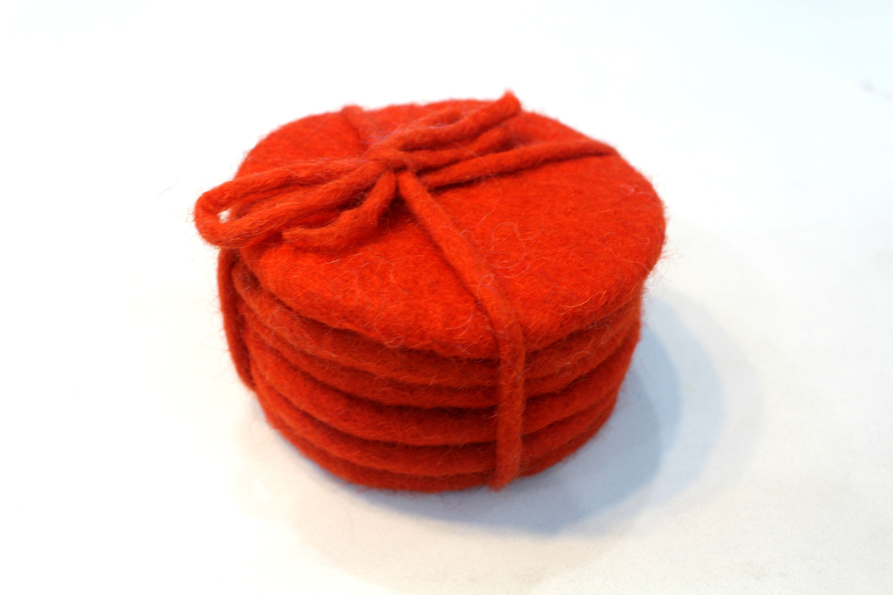 10 CM Set Of 6 Handmade Felted Coasters Orange Round Etsy