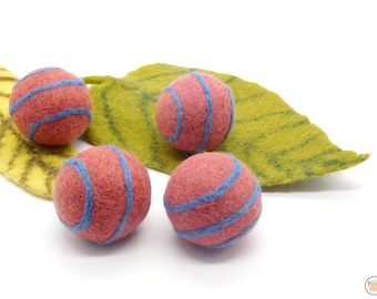 Hand Felted Swirl Ball 8 cm - Large Felt Pom Poms- Woolen Ball DIY Project- Pet Toys