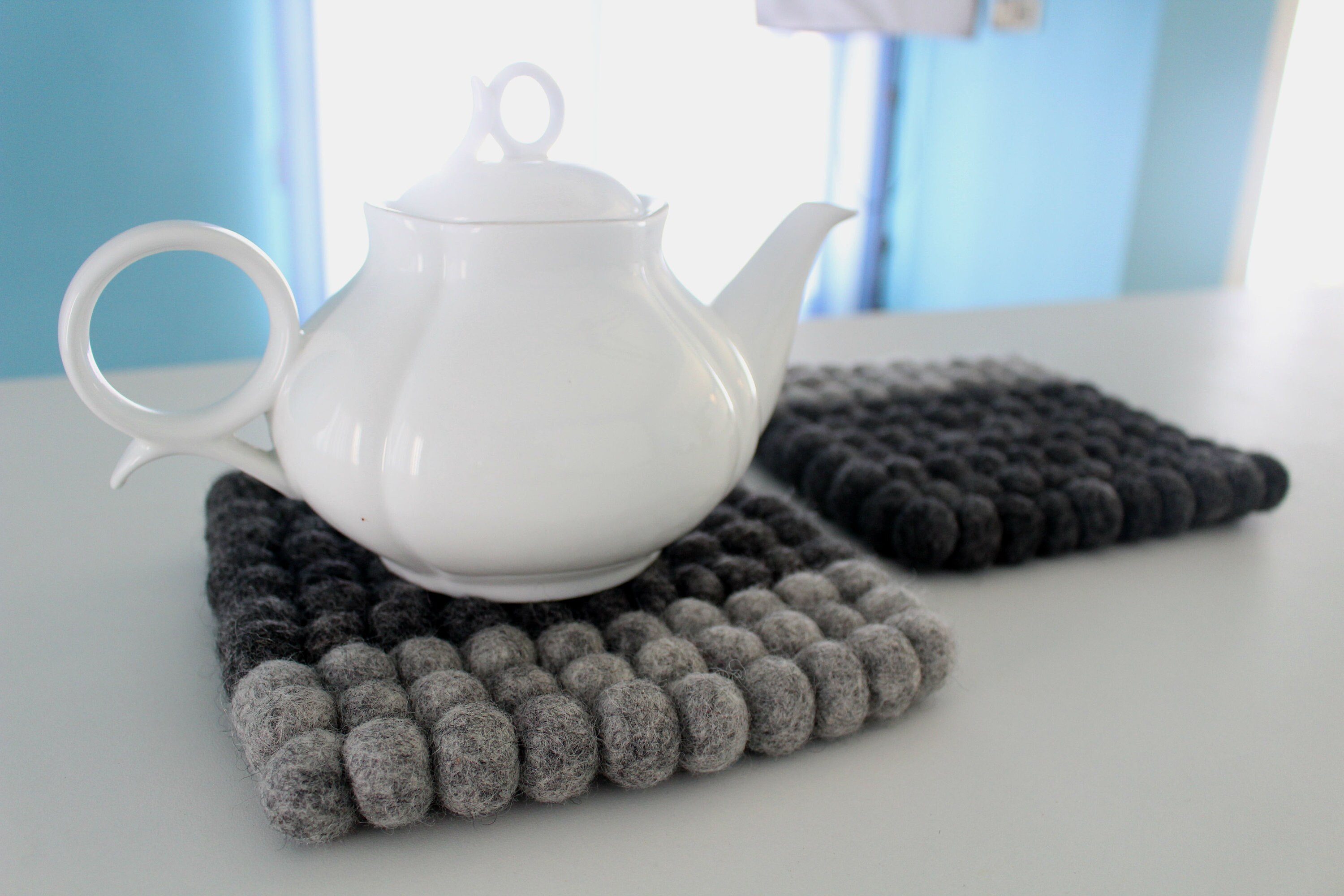 Set of 3 17 CM Felt Square Trivet Gray Trivet.Home Decor Etsy