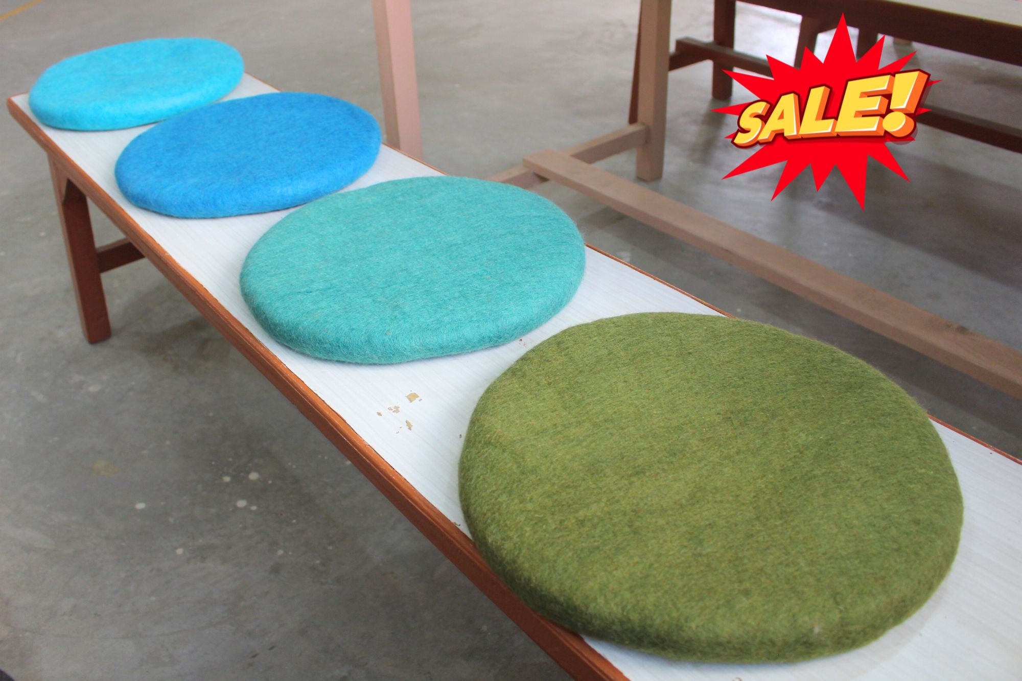 35cm Wool Felted Seat Pad, Round Thick Chair Cushion for Felt Home Decor,  Start With 2 Sets of Handmade Pads 