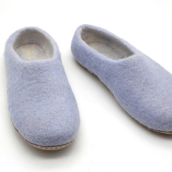 Baby Blue Wool Indoor Slippers | Handmade Felted Shoes, Unisex | Slipper and shoes for Ultimate Comfort