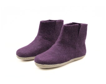 Purple Wool Indoor Boot for Everyday Bliss| Eco-Friendly Wool Boots for Ultimate Comfort| Handmade Cozy, warm and Stylish Footwear