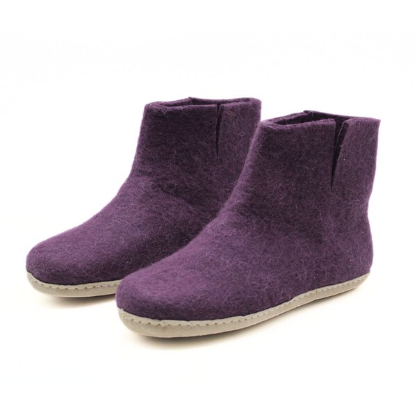 Purple Wool Indoor Boot for Everyday Bliss| Eco-Friendly Wool Boots for Ultimate Comfort| Handmade Cozy, warm and Stylish Footwear