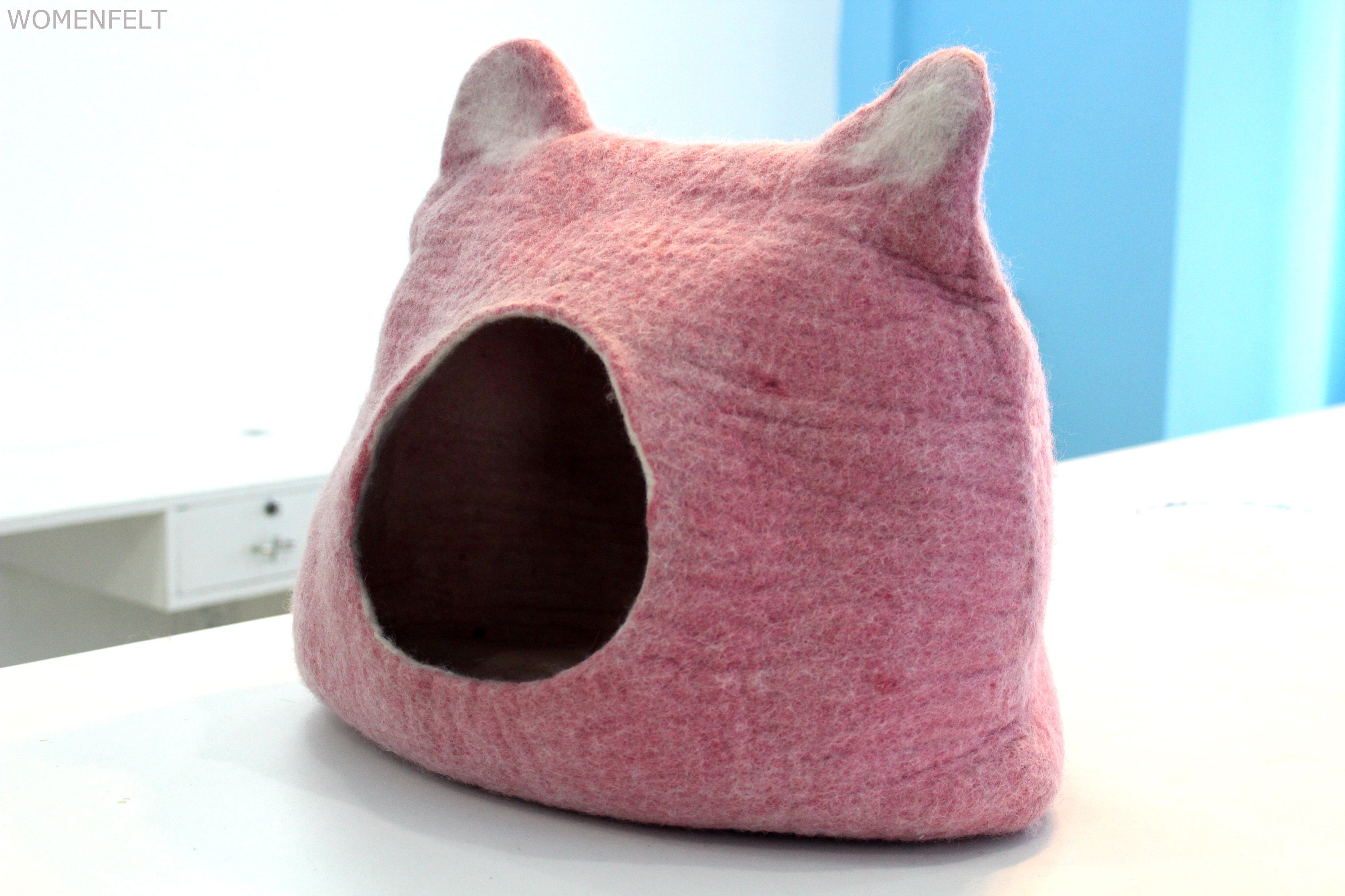 Cozy cat cave.Pink cat houseCat bed Etsy