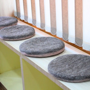 Dual Colored Chair Cushion (35 cm) | Wool Felted Seat Pad: Handcrafted Comfort! Cozy and Comfortable Round Chair Pad