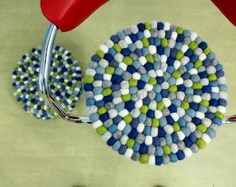 Colorful Chairpad (Round)| 35 cm Woolen Balls Seat Pad| Comfortable and Eco-friendly Ball Pad for Home and Office