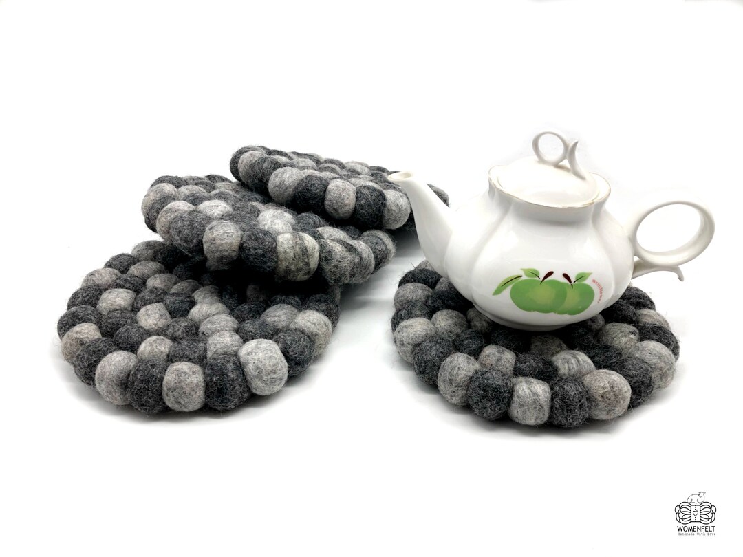 Felt Wool Balls Trivet Handmade Pom Pom Trivet Wool Felted Etsy UK