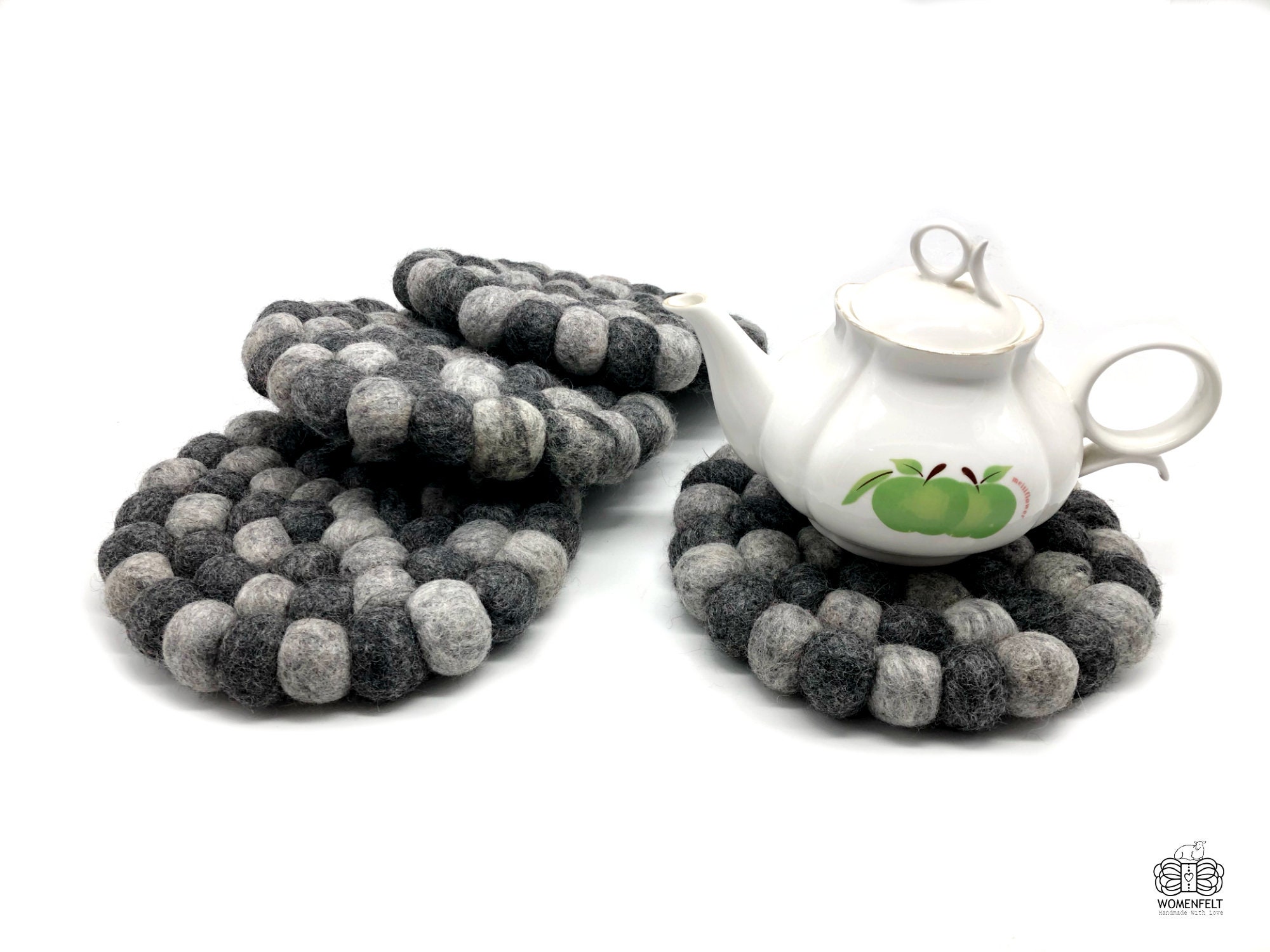 Felt Wool Balls Trivet Handmade Pom Pom Trivet Wool Felted Etsy UK