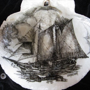 SCHOONER HERITAGE on Maine Scallop Shell image 1