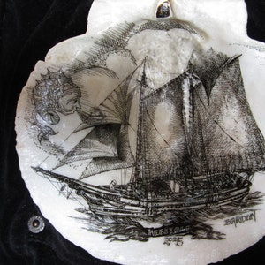 SCHOONER HERITAGE on Maine Scallop Shell image 4