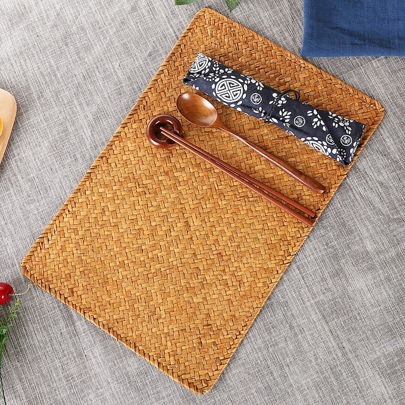 Straw Rattan Wicker Placemat Burlap TexturedTurned Edges Etsy